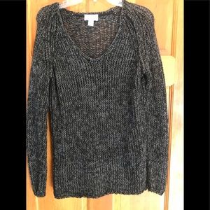 LOFT Black sweater with shiny grey